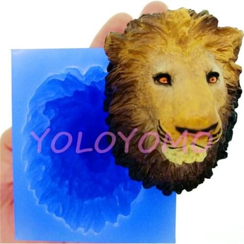 D931YL 57.1mm x 43.1mm 3D Iion Head Silicone Mold Fondant Cake Decoration Candy Chocolate Craft Resin Clay Art Food Safe