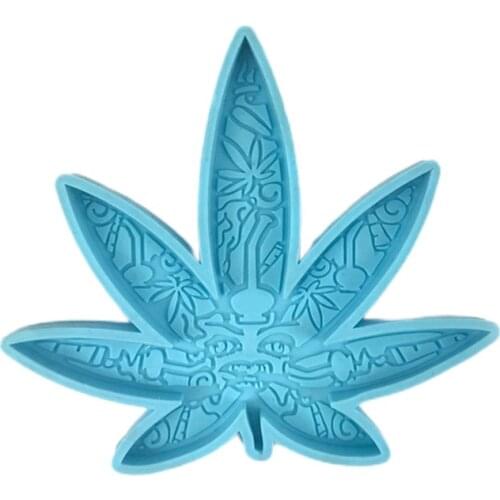 DIY Weed Leaves Shape Coaster Round Silicone Resin Mold Coaster Epoxy Resin Silicone Casting Molds DIY Resin Craft Tools