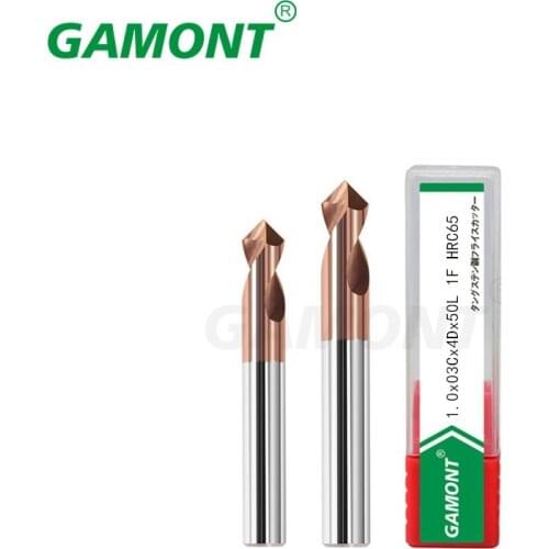 GAMONT Milling Cutter Alloy Coating Tungsten Steel Tool By Aluminum Cnc Maching 1 Blade HRC65 Spot Drills Top Chamfered Milling