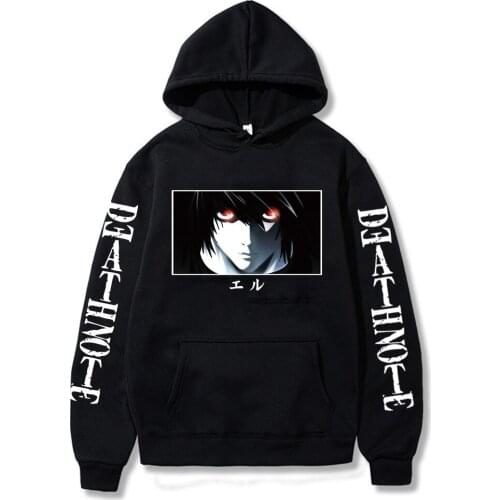 Hot Death Note Hoodies Men Women Anime Streetwear Harajuku L Lawliet Eyes Graphic Sweatshirts Unisex Tops Male