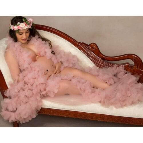 Customized Winter Sexy Maternity Pajamas Bathrobe Solid V-Neck Chiffon Plus Size Ladies