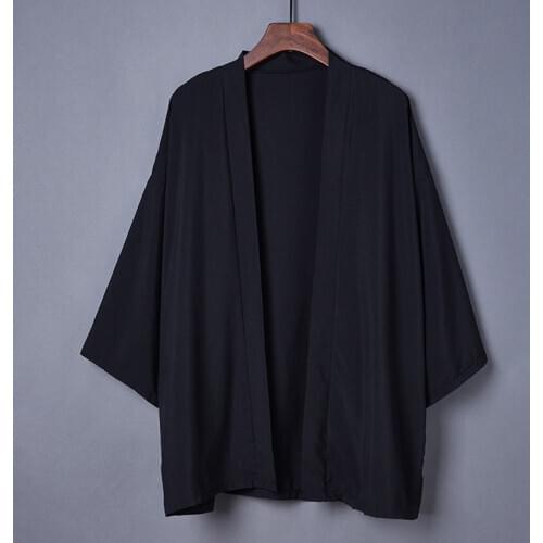 Black Loose Women Men Kimono Yukata Clothes Vintage Streetwear Classic Samurai Cosplay Costumes Japanese Kimonos Haori Cardigan