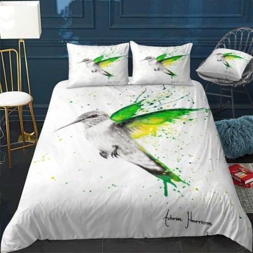 Bird Of Emeralds Quilt Cover Pillowcase 3Piece Comforter Bedding Set With Pillow Case Single Double Duvet Cover Home Decora