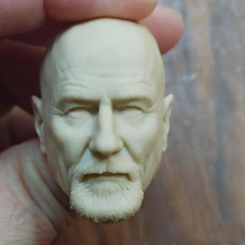 Hot Sales 1/6th Male Heisenberg Bryan Cranston Head Sculpture Unpainted White Color For 12inch DIY Figures Collectable
