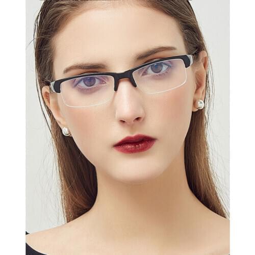 Myopic Lens Female Women Can Match Degree Fashion Half Box Mens Glasses Frame Super Light Students Business Use