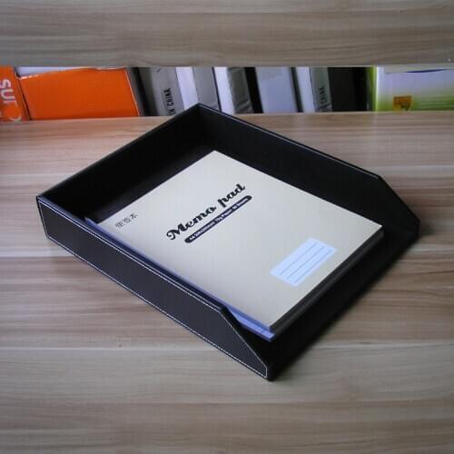 PU leather wooden office desk A4 file document tray magazine paper box table organizer documents tray office accessories holder