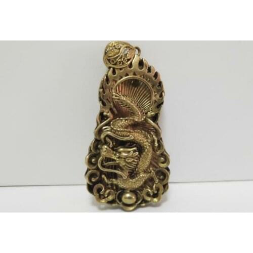 China Pure Brass Dragon Small Pendant 7 Cm