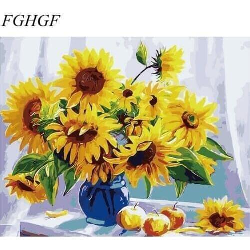 FGHGF Flower And Fruit Frameless Picture Home Decor DIY Acrylic Oil Painting By Numbers Wall Art DIY