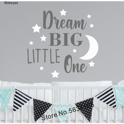 Makeyes Dream Big Little One Bedroom Wall Decals,Gift for Baby,kids,Wall Sticker Q399