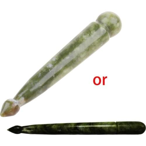 Natural Jade Stone Acupunture Point Massage Stick Muscle Gua Sha Scraping Tool NEW
