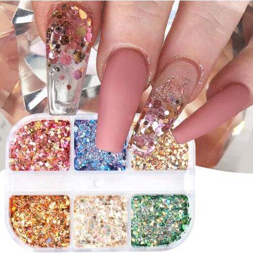 Irregular Sequins Nail Glitter Flakes Sparkly 3D Colorful Gold Sequins Nail Foil DIY Nail Art Decoration