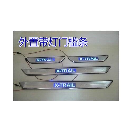 Stainless steel LED Scuff Plate/Door Sill The threshold bar For Nissan X-Trail X Trail T31 2008-2013 4PCS/SET