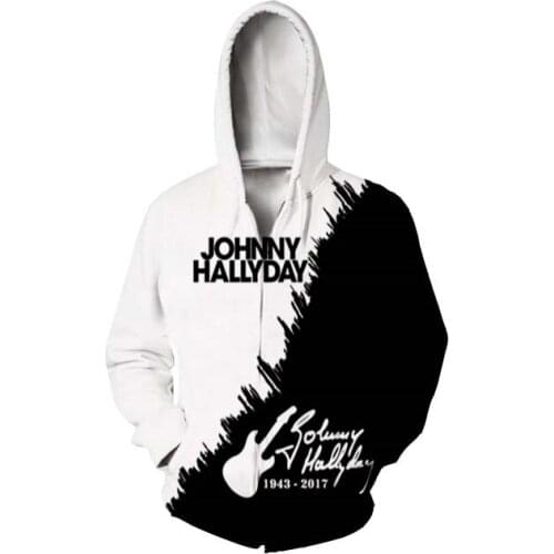 New Arrive Johnny Hallyday France 3D Print Men Women Fashion Cool Zipper Hoodies Tops Dropshipping