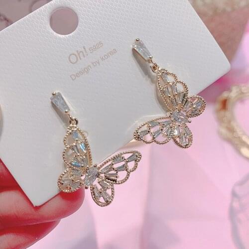 New Design Hot Sale Fashion Jewelry Premium Luxury Zircon Earrings Smart Butterfly Earrings for women gift