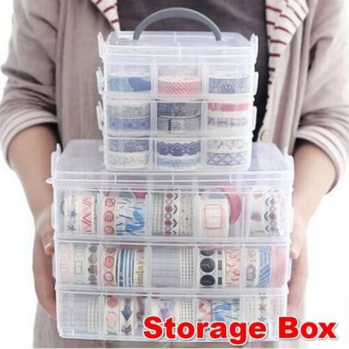 3Sizes for Choose Washi Tape Empty Box Storage Box Simple Transparent Plastic Box Accessories Scrapbook Stationery Box