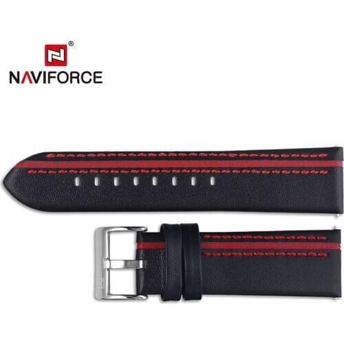 NAVIFORCE Sports Genuine Leather Watchbands Replace Men 24mm Top Luxury High Quality Watch Wrist Strap Black Brown Bracelet Belt