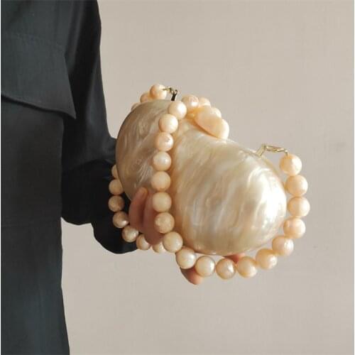 【wander lamar 】2021 fashion design acrylic evening bag with acrylic beads chain for women party