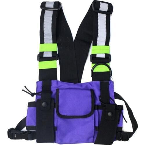 Men Women Fashion Chest Rig Bag Reflective Vest Hip Hop Streetwear Functional for Travling