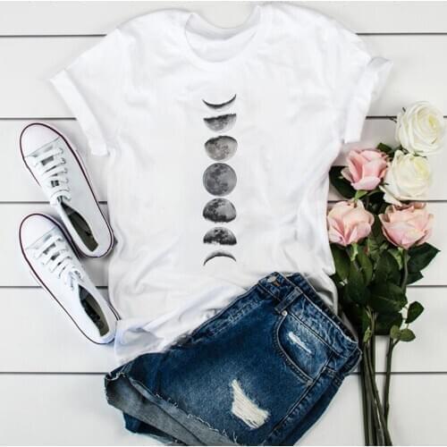 Plus size tops womens T-shirt fashion Aesthetic planet printed T shirt Harajuku Streetwear O-Neck Short sleeve Tshirt clothing