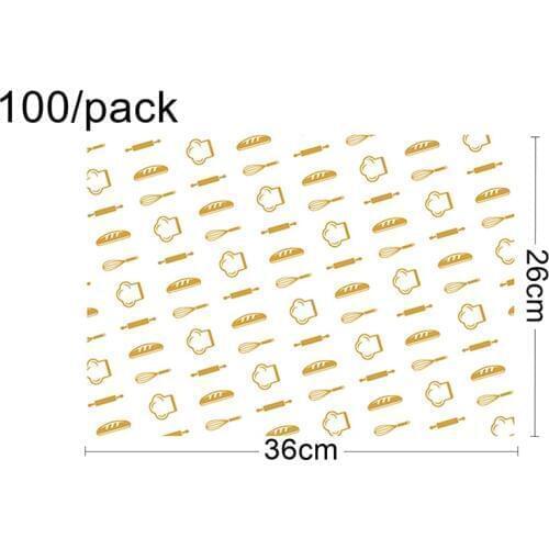 Free Shipping - Catering Supplies, Cheese French Fry Wax Take Out Bakery Logo Print Kraft Paper Food Wrap - 36*26cm, 100/Pack