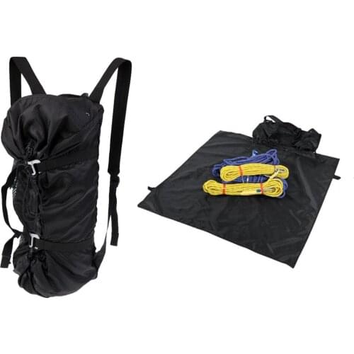Outdoor Rock Climbing Accessories Rope Storage & Protection Bag Backpack with Ground Sheet & Straps Black