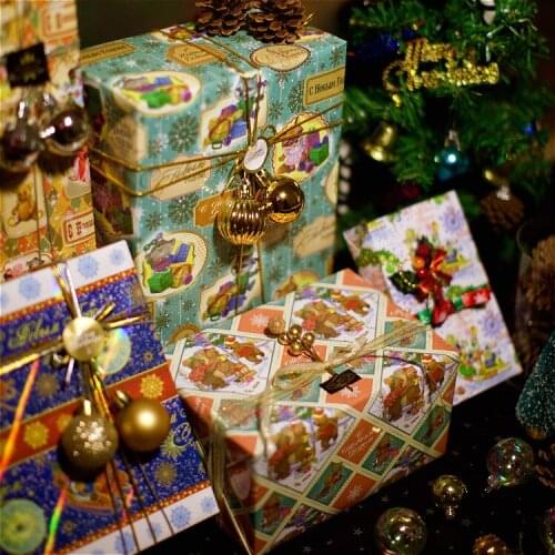 10pcs Christmas Gift Wrapping Paper Laser Rainbow Film Paper Thicken Cute Birthday New Year Gift Wrapping Paper