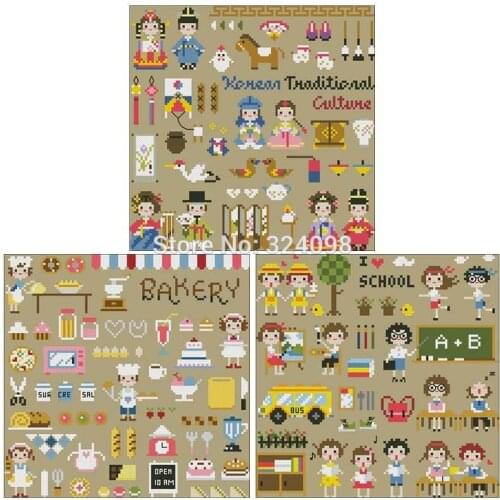 Cartoon story patterns Counted Cross Stitch 11CT 14CT DIY wholesale Chinese Cross Stitch Kits Embroidery Needlework Sets