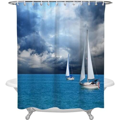 Waterproof Shower Curtains Ocean Nautical Sailing Shower Curtain Frabic Polyester Bathroom decor Curtain