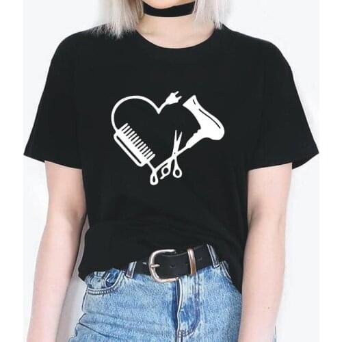 Hair Love Stylist Barber Scissors Shears Print Women Tshirt Cotton Summer Short Sleeve Tee Shirt Femme Casual T Shirt Women Tops