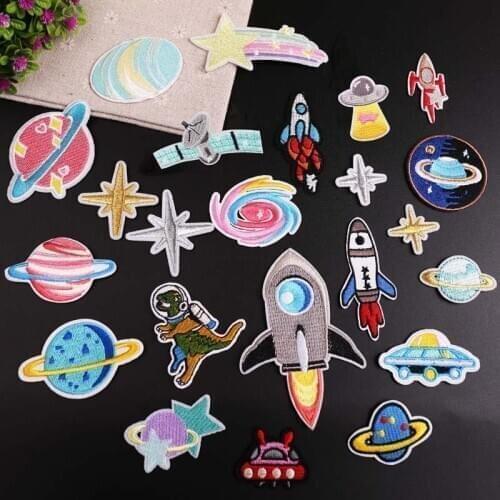 High Quality Rocket Planet Meteorite Series DIY Clothing Decorative Patches Stick Embroidery Cloth Stick