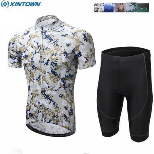 XINTOWN Team Summer Men Outfits Ropa Ciclismo Outdoor Cycling Jersey Gel Padded Bib Shorts Set Bike Bicycle Sportswear Suit