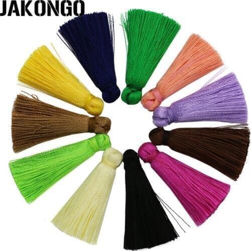 JAKONGO Colorful Silk Satin Tassel Pendant for Making Earrings Charms DIY Jewelry Accessories About 35mm