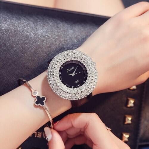 Ladies Wrist Watches Luxury Diamond Case Round Casual Women Gift Quartz Watch Silicone Band Clock Moda Feminina