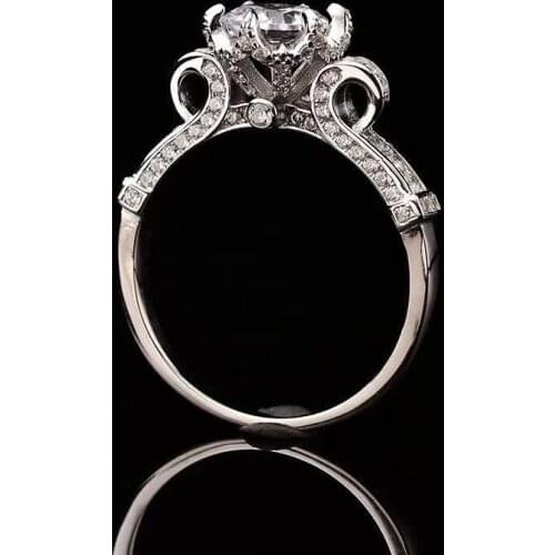 Crown S925 Sterling Silver Ring 1ct D Color Moissanite Rings Classic Women Fine Jewelry Certificate Drop Shipping