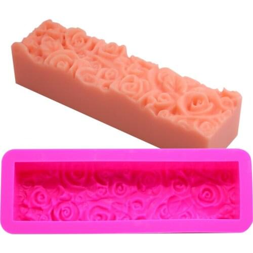 1PC Rectangle Bloom Rose Flower Silicone Molds Wedding Birthday Party Soap Aroma Craft Gifts Mould Cake Chocolate Fondant Decors