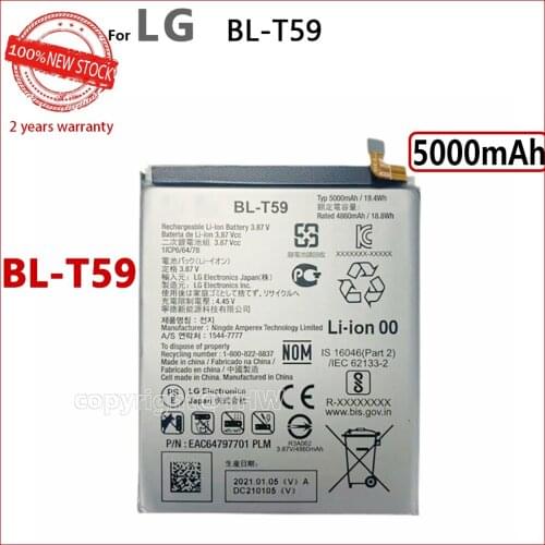 100% Genuine BL-T59 New Battery For LG BL T59 5000mAh Mobile Phone Original Batteries