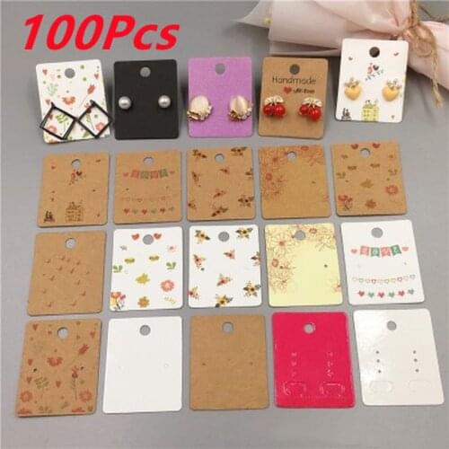 100pcs 5*4cm Kraft Handmade With Love Jewelry Cards,Necklace/Earring/Hairpin/Pendant Packing Cards Love Jewelry Displays Cards