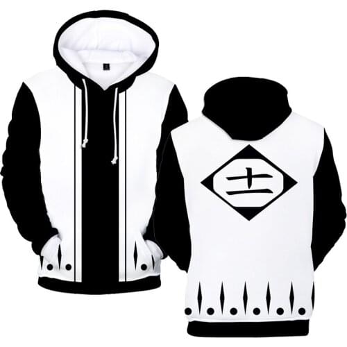 13 Team leader Cosplay Anime Bleach Ichigo Kurosaki Hoodie Men Women Bleach Sweatshirt Hip hop Hooded Harajuku Pullovers Clothes