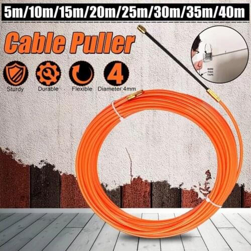 30M Cable Puller Duct Rodder Glass Fiber Wire Cable Nylon Fish Tape Reel Rod Electric Push Metal Wall Wire Conduit Holder Kit