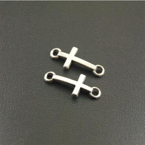30pcs 8x20mm Mini Cross Connector Pendants Charms For Jewelry Making Bracelet Diy Handmade Accessories Tibetan Silve Color Craft