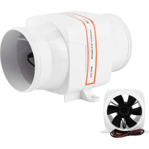 4in 270CFM Bilge Air Blower In-Line Marine DC Electric Fan Boat Accessory 12V White Boat Accessory Electric Air Blower Bilge