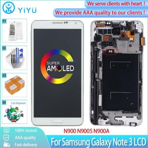 5.7" Super AMOLED For Samsung Galaxy Note 3 N900 N900A N9005 LCD Display With Touch Screen Digitizer Assembly Replacement Parts