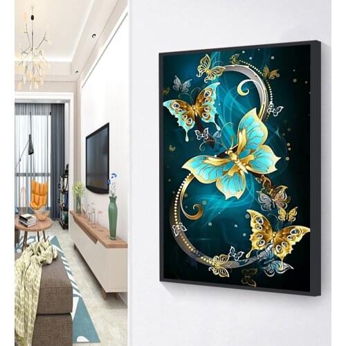 5D DIY Butterfly Full Drill Round Diamond Painting Rhinestone Mosaic Kits For Home Decor 2021 New