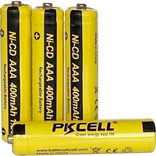 6Pcs PKCELL AAA nicd battery 400mah 1.2V Rechargeable Battery NICD Button Top For Solar Lights Without PCB Protected