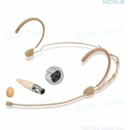 Top Free Shipping MICWL Beige Headset Headworn Omnidirectional Mic Microphone For Shure Wireless Body-Pack Transmitter