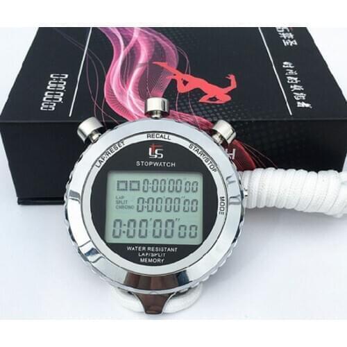 Silent Stopwatch with Countdown Timer 1/100s Accuracy Large Display Stainless Steel Digital Sports Memory Stopwatch