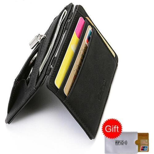 BISI GORO fashion slim minimalist credit card holder anti rfid protection ID bank card case porta tarjetas zipper coin wallet