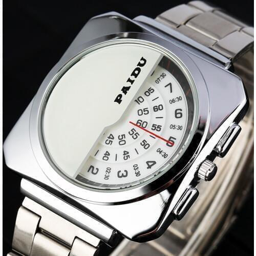 PAIDU Fashion Watch Men Semicircle Square Turntable Design Watch Ladies Dress Clock Full Steel Quartz Wristwatches Luxury reloj