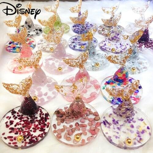 Disney Mermaid Fish 2021 Tail Natural Crystal Gravel Ornaments Epoxy Ornaments Finished Mobile Phone Holder Gifts Creative Gifts