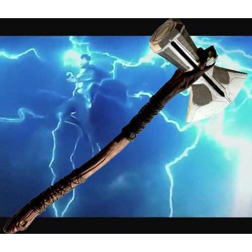 PU Toy Cosplay Weapons 73cm 1:1 Thunder Hammer Axe Weapons Model Figure Kids Gift Movie Role Playing Safety PU Toy